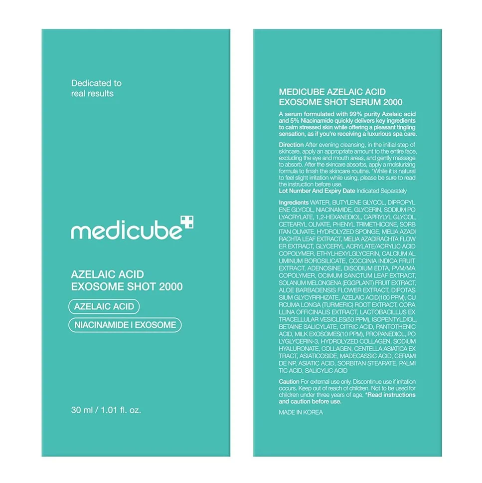 Успокаивающий уход — концентрированная сыворотка Medicube Azelaic Acid Exosome Shot 2000, 30 мл