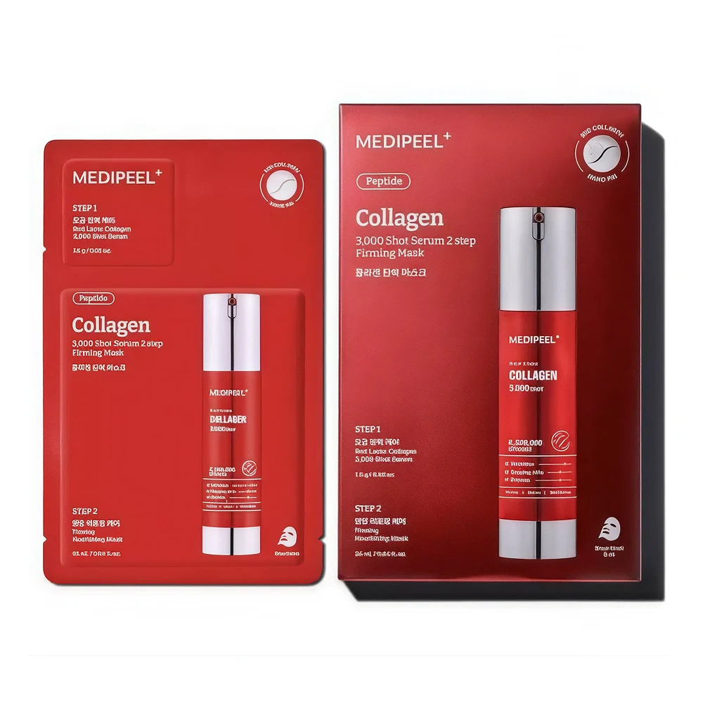 Для ухода за упругостью двухэтапная маска для лица Medi-Peel Red Lacto Collagen 3000 Shot Serum 2 Step Mask, 5 шт.
