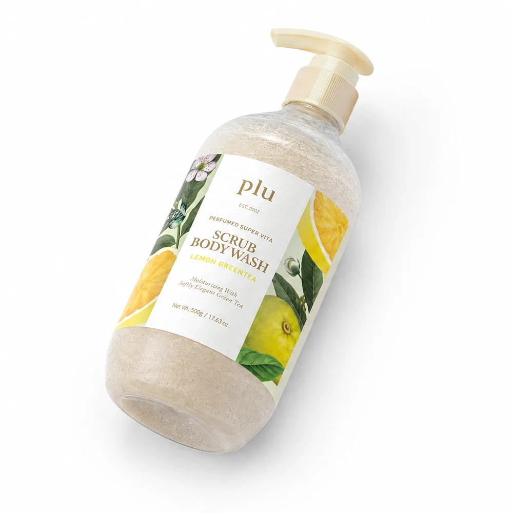 Парфюмированный скраб-гель для тела PLU Perfumed Super Vita Scrub Body Wash Lemon Green Tea, 500 мл
