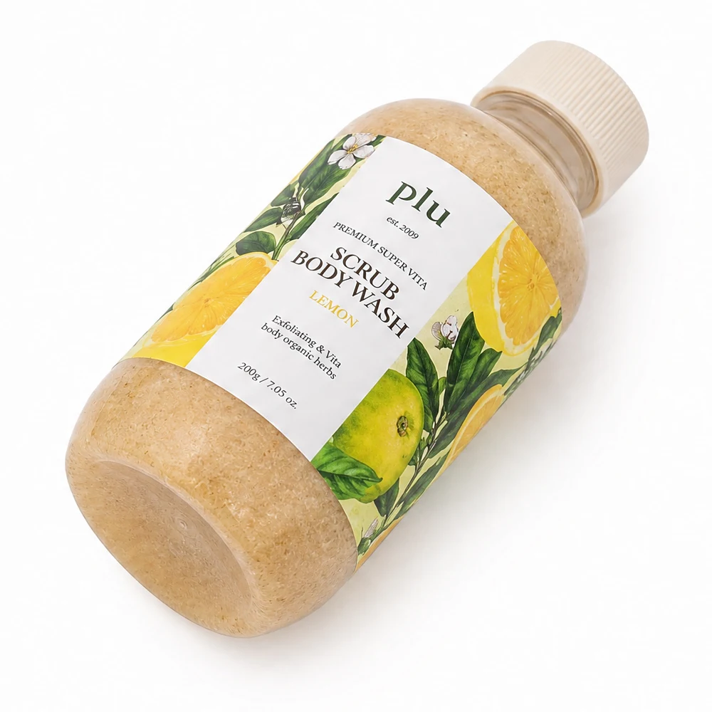 Парфюмированный скраб-гель для тела PLU Perfumed Super Vita Scrub Body Wash Lemon Green Tea, 200 г