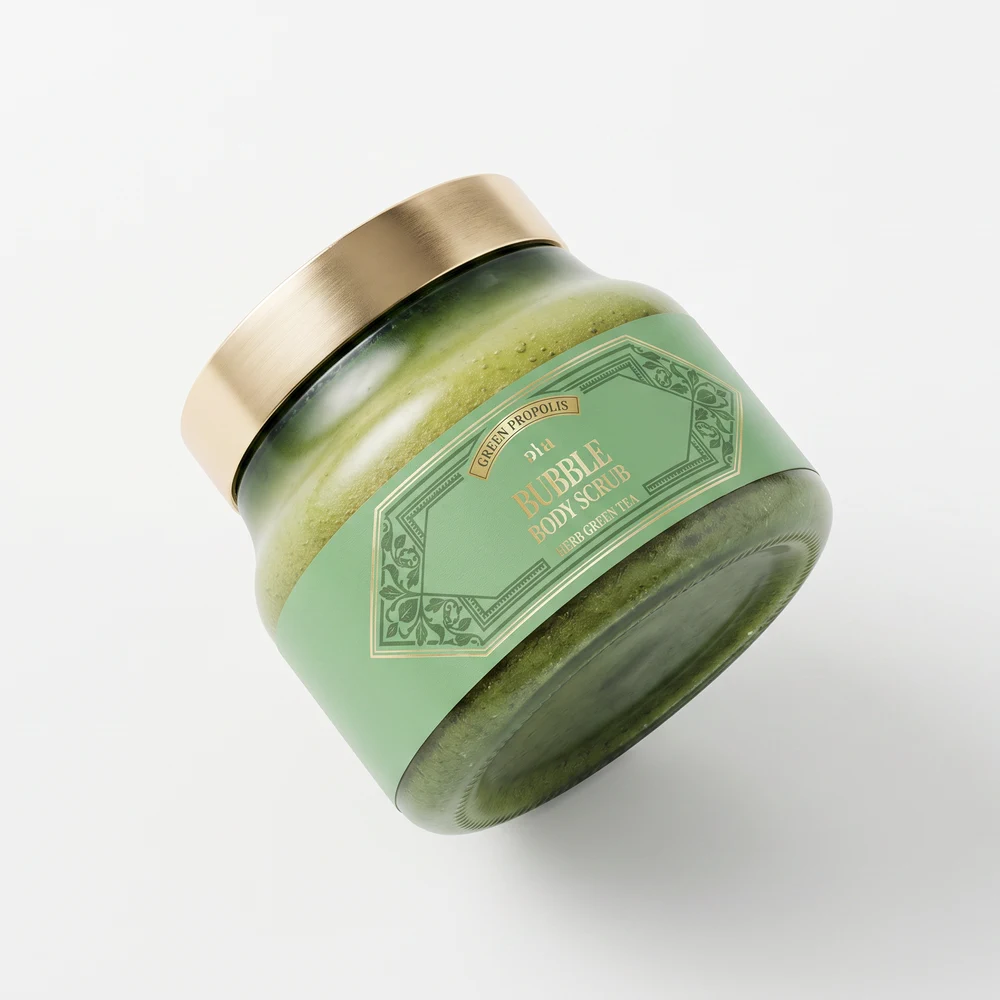 Пенный сахарный скраб для тела PLU Green Propolis Bubble Body Scrub Herb Green Tea, 400 г